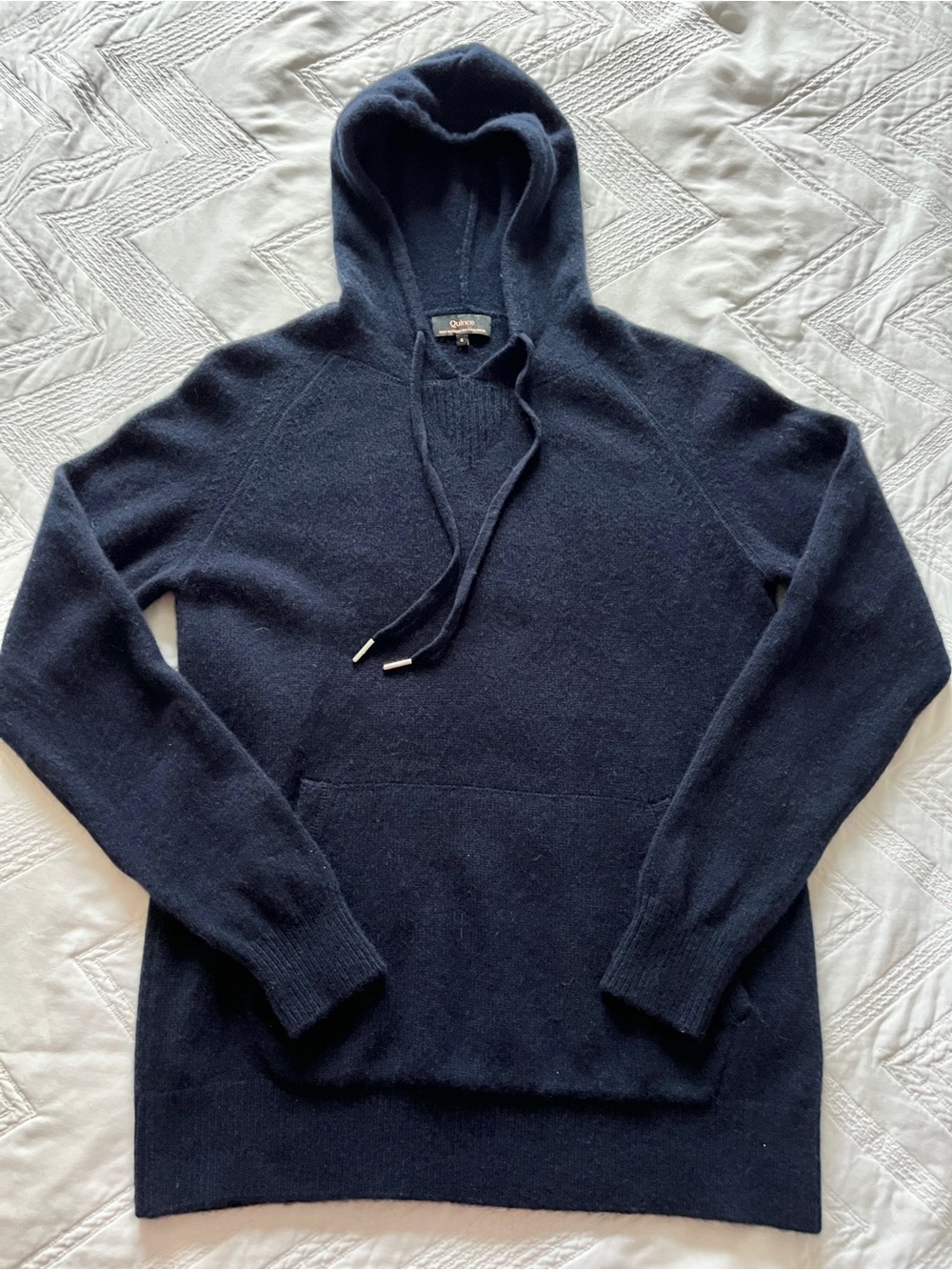 Quince 100% Mongolian Cashmere Hoodie Sweater Navy Size S - Picture 3 of 6